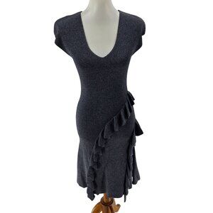 Sachin & Babi Gray Knit Ruffle Trim Dress Size S